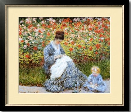 Camille Monet Child In Artists Garden-Claude Monet Painting